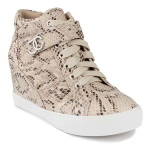 Juicy couture snake print wedge sneaker
